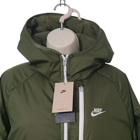 Olive Green NWT Nike Sportswear Therma-Fit Legacy Hooded Jacket - Picture 4 of 6